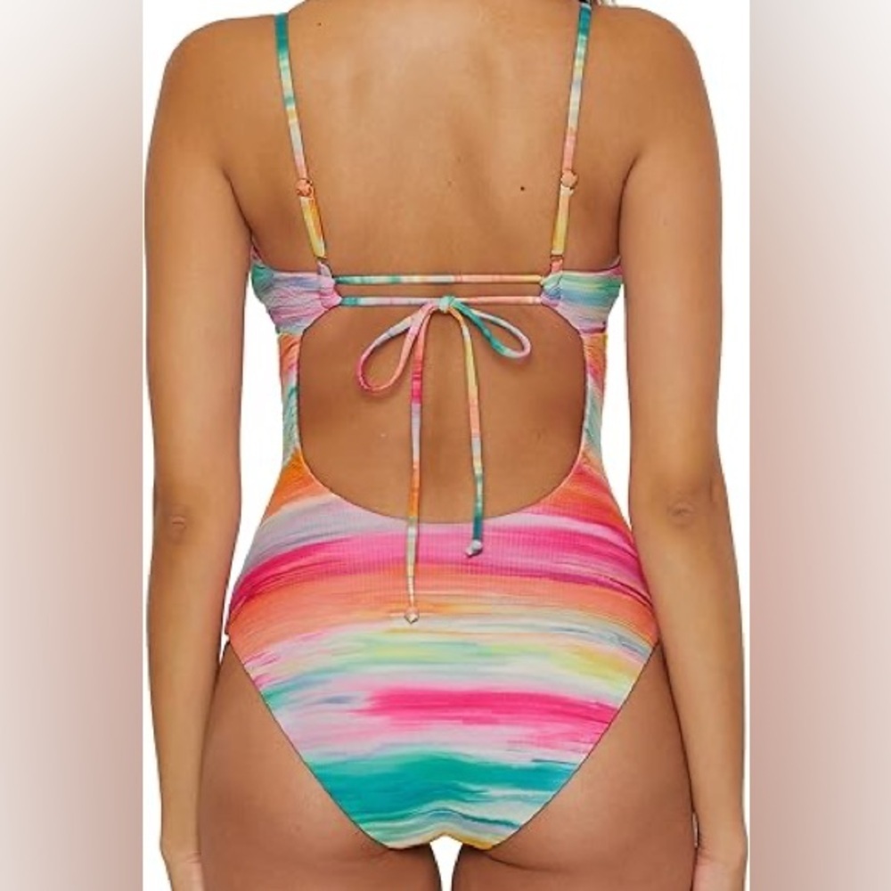 BECCA Women's Verano One Piece Swimsuit, Plunge Neck, Bathing Suits Medium - Picture 7 of 12